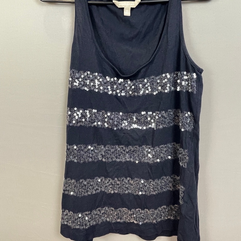 Banana Republic XS Navy Sequin Striped tank
